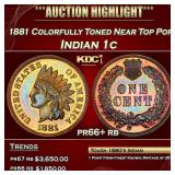 1881 Proof Indian Cent Colorfully Toned Near Top P