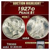 1927-d Peace Dollar $1 ms64 SEGS