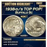 1938-d/s Buffalo Nickel TOP POP! 5c ms68+ SEGS