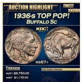 1936-s Buffalo Nickel TOP POP! 5c ms67+ SEGS