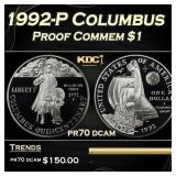 1992-P Columbus Proof Modern Commem Dollar $1 pr70