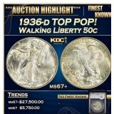 1936-d Walking Liberty Half Dollar TOP POP! 50c ms