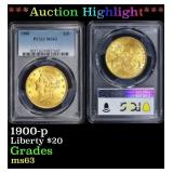 PCGS 1900-p Gold Liberty Double Eagle $20 ms63 PCG