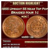 1855 Upright 55 Braided Hair Large Cent Near Top P