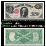 1917 $1 Large Size Legal Tender Note Grades xf+ Si