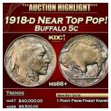1918-d Buffalo Nickel Near Top Pop! 5c ms66+ SEGS