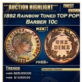 1892 Proof Barber Dime Rainbow Toned TOP POP! 10c