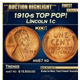 1910-s Lincoln Cent TOP POP! 1c ms67 rd SEGS