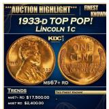 1933-d Lincoln Cent TOP POP! 1c ms67+ rd SEGS