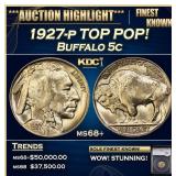 1927-p Buffalo Nickel TOP POP! 5c ms68+ SEGS