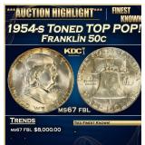 1954-s Franklin Half Dollar Toned TOP POP! 50c ms6