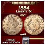 1884 Liberty Nickel 5c ms67 SEGS