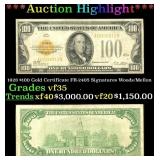1928 $100 Gold Certificate FR-2405 Signatures Wood