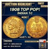 1908 Indian Cent TOP POP! 1c ms67+ rd SEGS