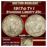 1917-d Ty I Standing Liberty Quarter 25c ms66+ fh