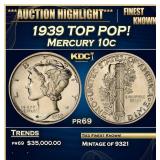 1939 Proof Mercury Dime TOP POP! 10c pr69 SEGS