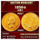 1856-s Gold Dollar $1 ms62+ USCG