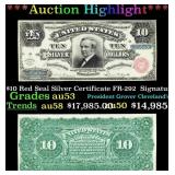 1886 $10 Red Seal Silver Certificate "Tombstone" F