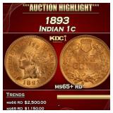 1893 Indian Cent 1c ms65+ rd SEGS