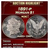 1891-p Morgan Dollar $1 ms65+ DMPL SEGS