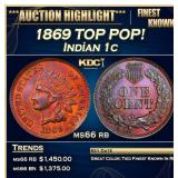 1869 Indian Cent TOP POP! 1c ms66 rb SEGS