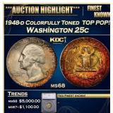 1948-d Washington Quarter Colorfully Toned  TOP PO