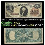 1880 $1 United States Note Grades vf+ Signatures B
