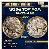1936-s Buffalo Nickel TOP POP! 5c ms67+ SEGS