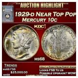 PCGS 1929-d Mercury Dime Near Top Pop! 10c ms68 PC