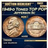 1949-d Jefferson Nickel Toned TOP POP! 5c ms68 SEG