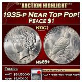 1935-p Peace Dollar Near Top Pop! $1 ms66+ SEGS