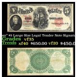 1907 $5 Large Size Legal Tender Note "WoodChopper"