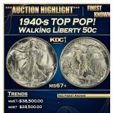 1940-s Walking Liberty Half Dollar TOP POP! 50c ms