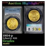 PCGS 1904-p Gold Liberty Double Eagle $20 ms62 PCG
