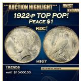 1922-p Peace Dollar TOP POP! $1 ms67 SEGS