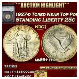 1927-d Standing Liberty Quarter Toned Near Top Pop