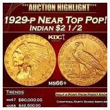 1929-p Gold Indian Quarter Eagle Near Top Pop! $2
