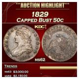 1829 Capped Bust Half Dollar 50c ms62 USCG