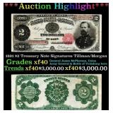 1891 $2 Treasury Note Grades xf Signatures Tillman