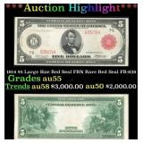 1914 $5 Large Size Red Seal FRN Rare Red Seal Grad
