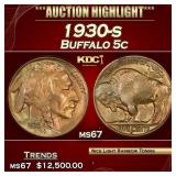 1930-s Buffalo Nickel 5c ms67 SEGS