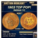 1903 Indian Cent TOP POP! 1c ms66+ rb SEGS