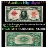 1923 $10 United States Note Grades vf+ Signatures