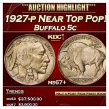 1927-p Buffalo Nickel Near Top Pop! 5c ms67+ SEGS