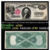 1917 $1 Large Size Legal Tender Note Grades xf Sig