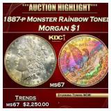 1887-p Morgan Dollar Monster Rainbow Toned $1 ms67
