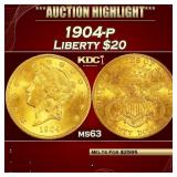 PCGS 1904-p Gold Liberty Double Eagle $20 ms63 PCG