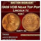 1909 VDB Lincoln Cent Near Top Pop! 1c ms67+ rd SE