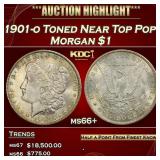 1901-o Morgan Dollar Toned Near Top Pop! $1 ms66+