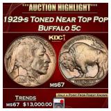 1929-s Buffalo Nickel Toned Near Top Pop! 5c ms67